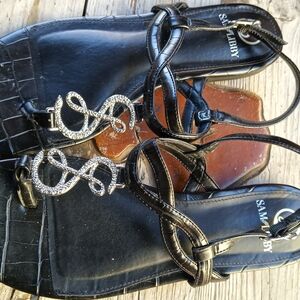 Sam & Libby Black Sandals with Silver Accents